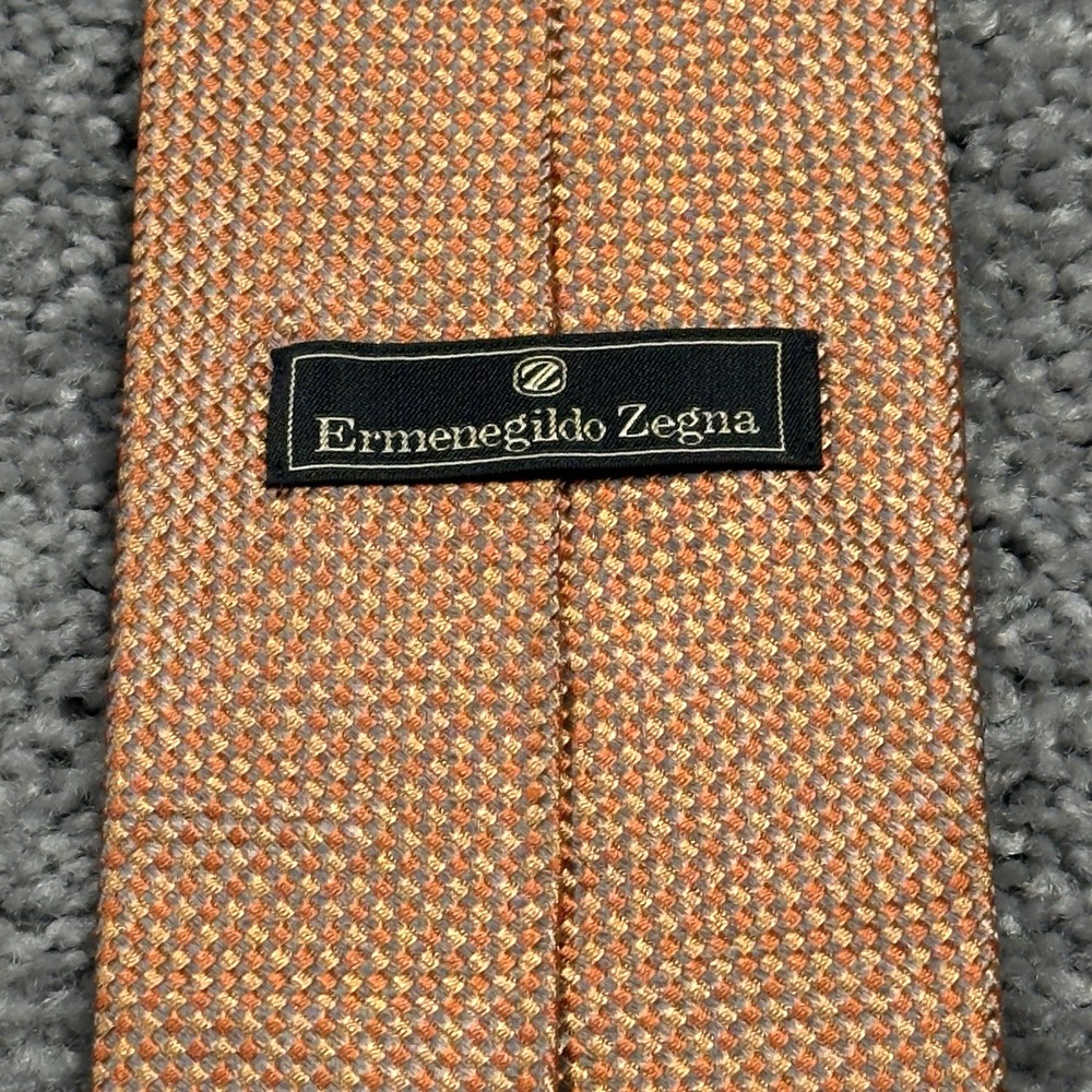 Ermenegildo Zegna 100% Silk Orange Gold Neck Tie